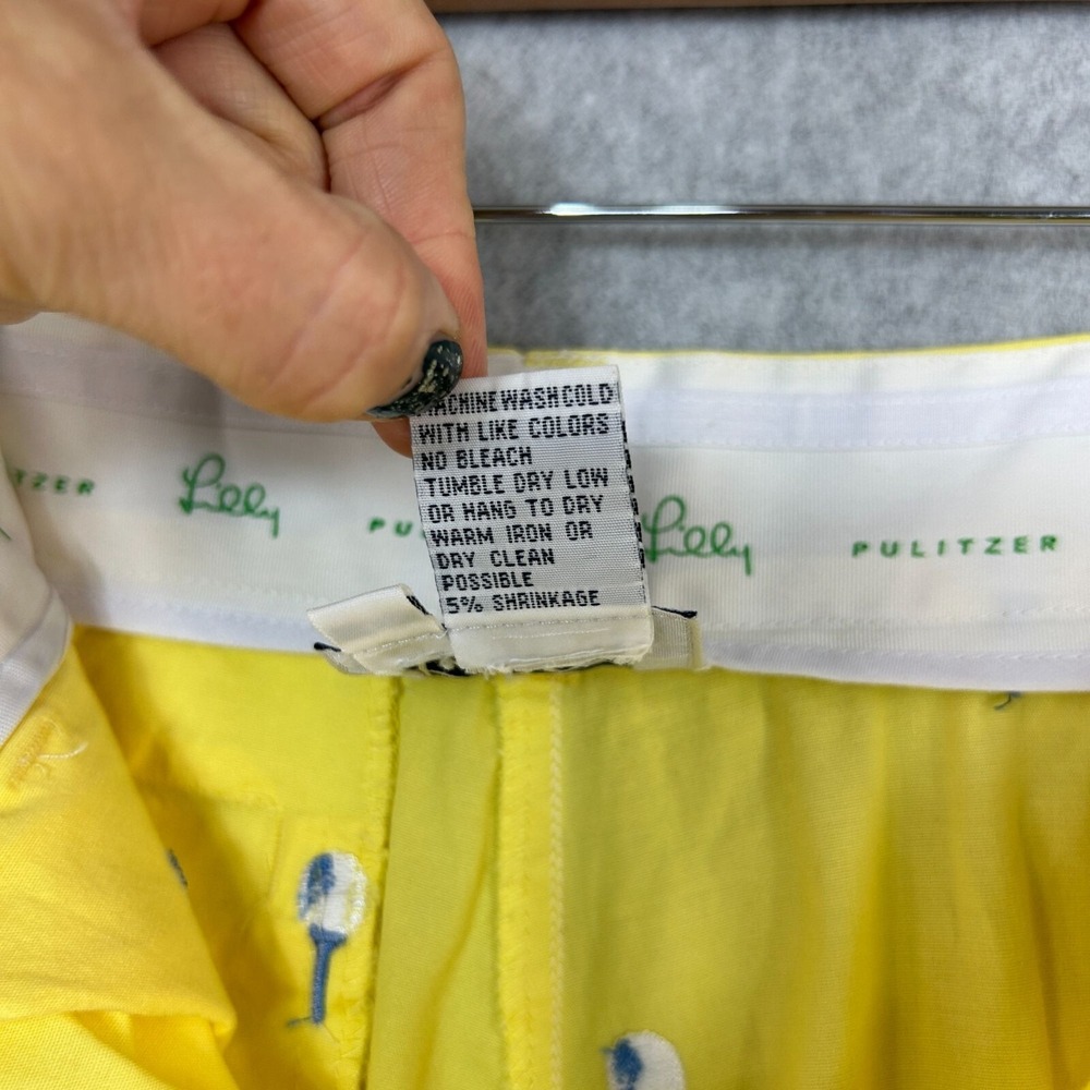 Lilly Pulitzer Golf Tee Embroidered Yellow Shorts Vintage 90s Prep Womens Sz 6 - Picture 5 of 11